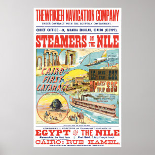 VINTAGER STEAMBOAT REISEPOSTER POSTER