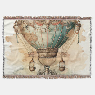 Vintager Steampunk Blue Hot Air Ballon (2) Decke