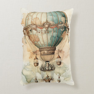 Vintager Steampunk Blue Hot Air Ballon (2) Dekokissen