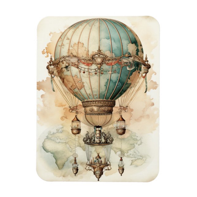 Vintager Steampunk Blue Hot Air Ballon (2) Magnet (Vertikal)