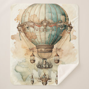 Vintager Steampunk Blue Hot Air Ballon (2) Sherpadecke