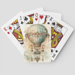 Vintager Steampunk Blue Hot Air Ballon (2) Spielkarten
