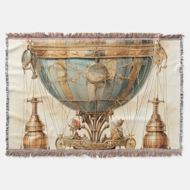 Vintager Steampunk Blue Hot Air Ballon (3) Decke (Vorderseite)