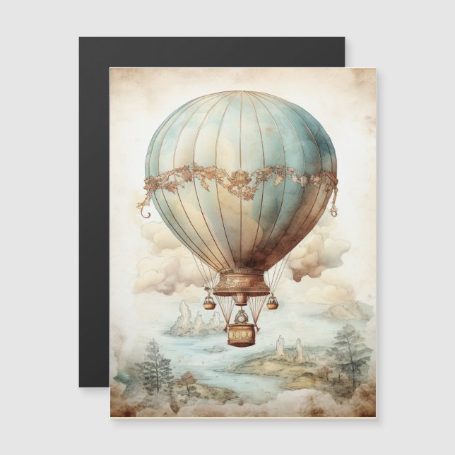 Vintager Steampunk-Heißluftballon (2) Magnetkarte (Vorne/Hinten)