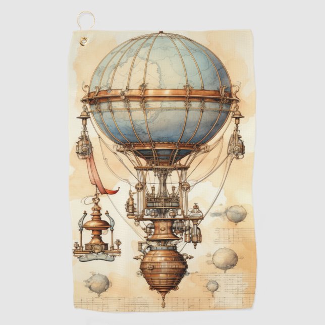 Vintager Steampunk-Heißluftballon (3) Golfhandtuch (Vorderseite)