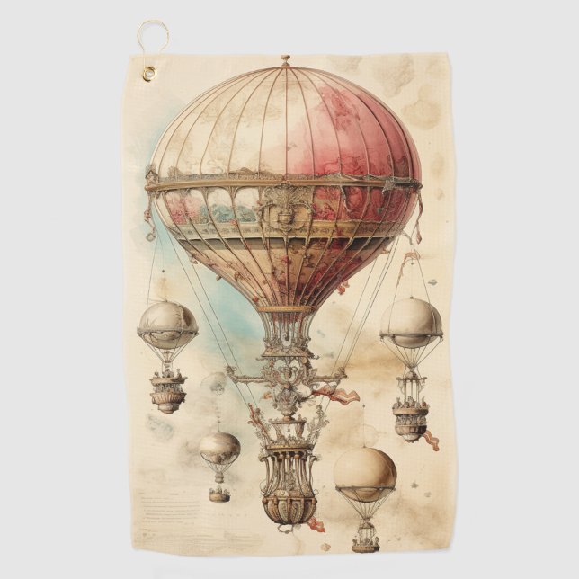Vintager Steampunk-Heißluftballon (4) Golfhandtuch (Vorderseite)