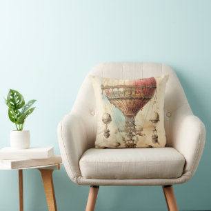 Vintager Steampunk-Heißluftballon (4) Kissen