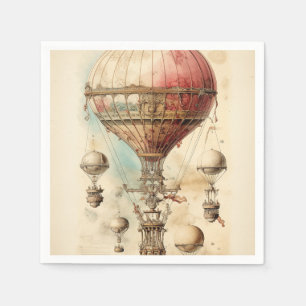 Vintager Steampunk-Heißluftballon (4) Serviette