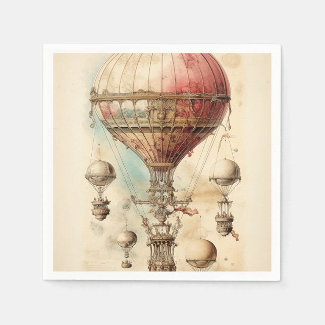 Vintager Steampunk-Heißluftballon (4) Serviette (Vorderseite)