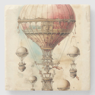 Vintager Steampunk-Heißluftballon (4) Steinuntersetzer