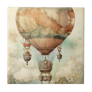 Vintager Steampunk-Heißluftballon (5) Fliese