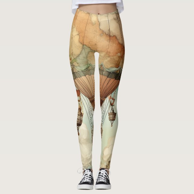 Vintager Steampunk-Heißluftballon (5) Leggings (Vorderseite)