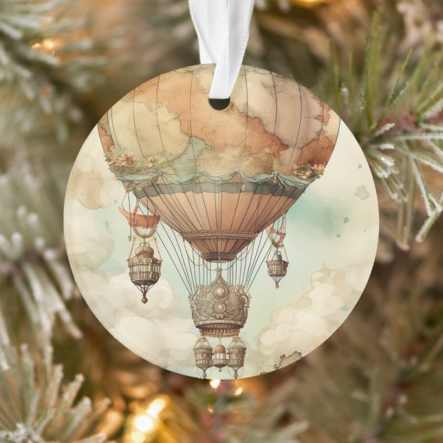Vintager Steampunk-Heißluftballon (5) Ornament (Baum)