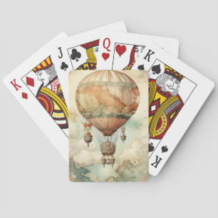 Vintager Steampunk-Heißluftballon (5) Spielkarten