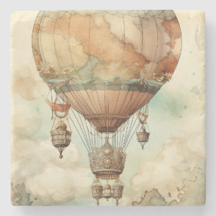 Vintager Steampunk-Heißluftballon (5) Steinuntersetzer