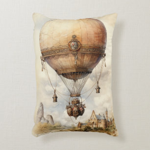 Vintager Steampunk Heißluftballon Dekokissen