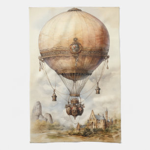 Vintager Steampunk Heißluftballon Geschirrtuch