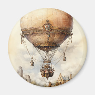 Vintager Steampunk Heißluftballon Magnet
