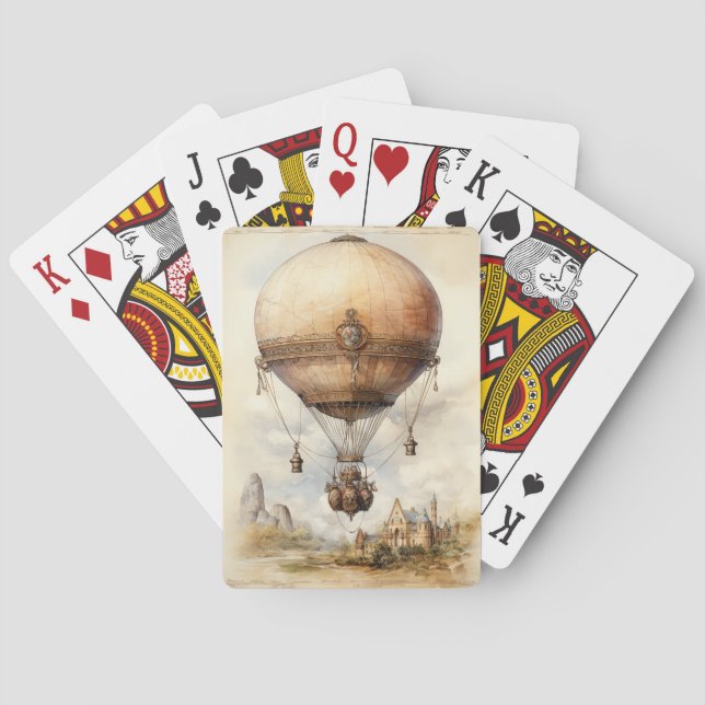 Vintager Steampunk Heißluftballon Spielkarten (Rückseite)
