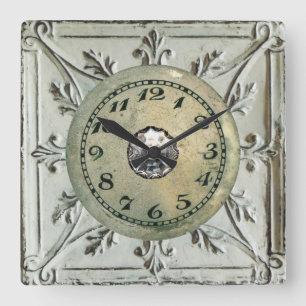 Vintager Steampunk-Metallschrott Quadratische Wanduhr