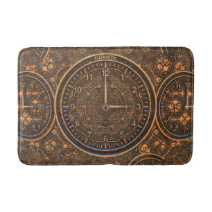 Vintager Steampunk Retro Rusty Art Déco Uhr Badematte