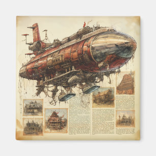 Vintager Steampunk Zeppelin (11) Magnet