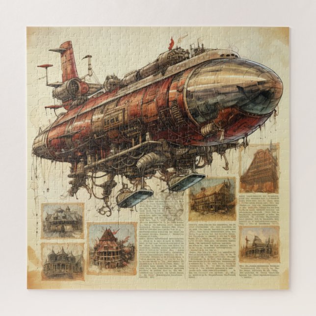 Vintager Steampunk Zeppelin (11) Puzzle (Vertikal)