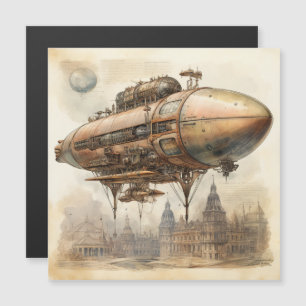 Vintager Steampunk Zeppelin (12) Magnetkarte