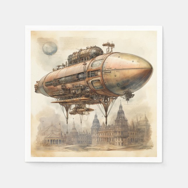 Vintager Steampunk Zeppelin (12) Serviette (Vorderseite)