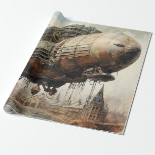 Vintager Steampunk Zeppelin (2) Geschenkpapier
