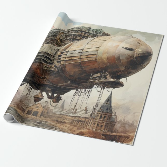 Vintager Steampunk Zeppelin (2) Geschenkpapier (Ungerollt)
