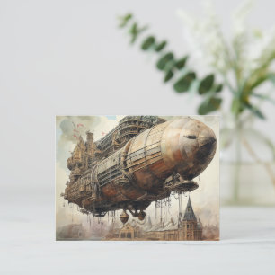 Vintager Steampunk Zeppelin (2) Postkarte