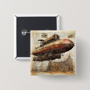 Vintager Steampunk Zeppelin (3) Button