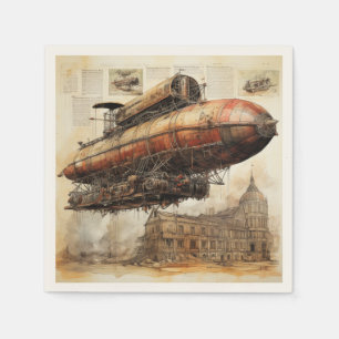 Vintager Steampunk Zeppelin (3) Serviette