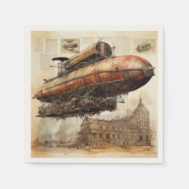 Vintager Steampunk Zeppelin (3) Serviette (Vorderseite)