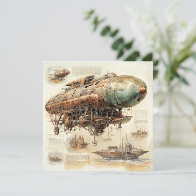 Vintager Steampunk Zeppelin (4) (Stehend Vorderseite)