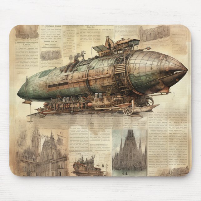 Vintager Steampunk Zeppelin (5) Mousepad (Vorne)