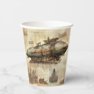 Vintager Steampunk Zeppelin (5) Pappbecher