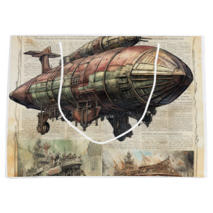 Vintager Steampunk Zeppelin (6) Große Geschenktüte
