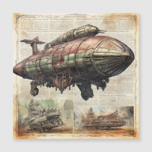 Vintager Steampunk Zeppelin (6) Magnetkarte