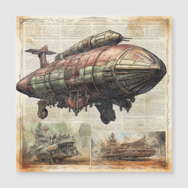 Vintager Steampunk Zeppelin (6) Magnetkarte (Vorderseite)