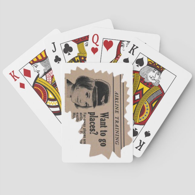 Vintager Stewardess-Flug Spielkarten (Rückseite)