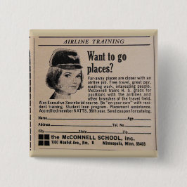 Vintager Stewardess-Flugbegleiter Button