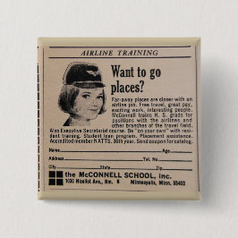 Vintager Stewardess-Flugbegleiter Button