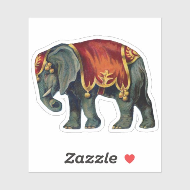 Vintager Sticker für den Circus Elephant (Blatt)