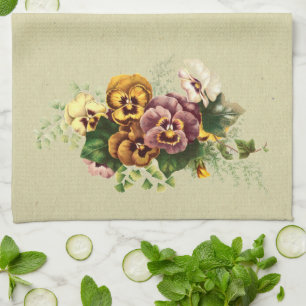 Vintager Stiefmütterchen-Blumenstrauß Küchentuch