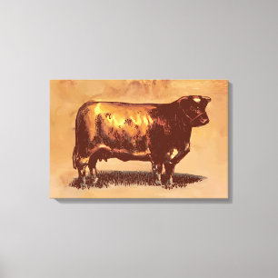 Vintager Stier Leinwanddruck