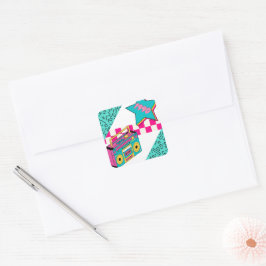 Vintager Stil 1990 Stereo Quadratischer Aufkleber