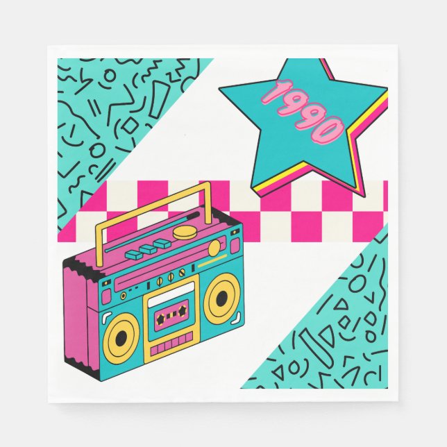 Vintager Stil 1990 Stereo Serviette (Vorderseite)