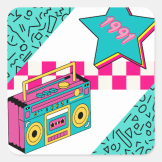 Vintager Stil 1991 Stereo Quadratischer Aufkleber